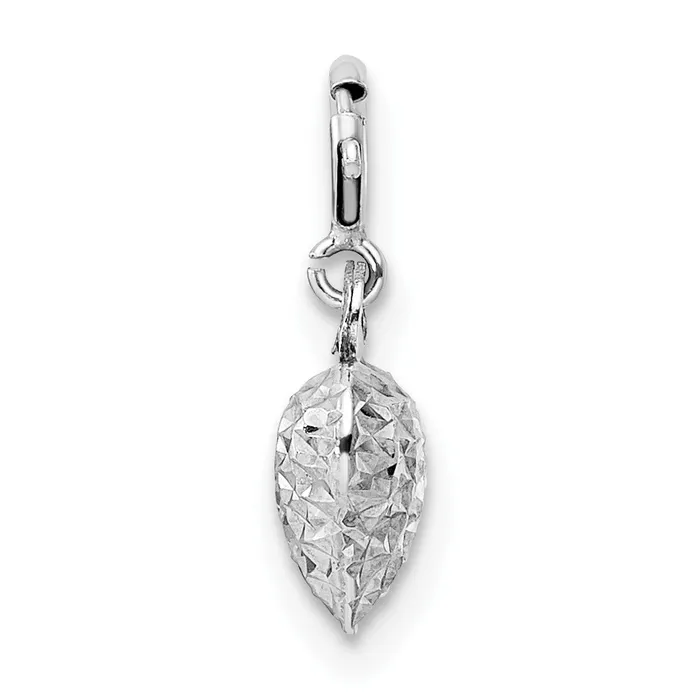 Rings TreasureFineJewelers 14K White Gold Diamondcut Heart Spring Ring Charm Pendant