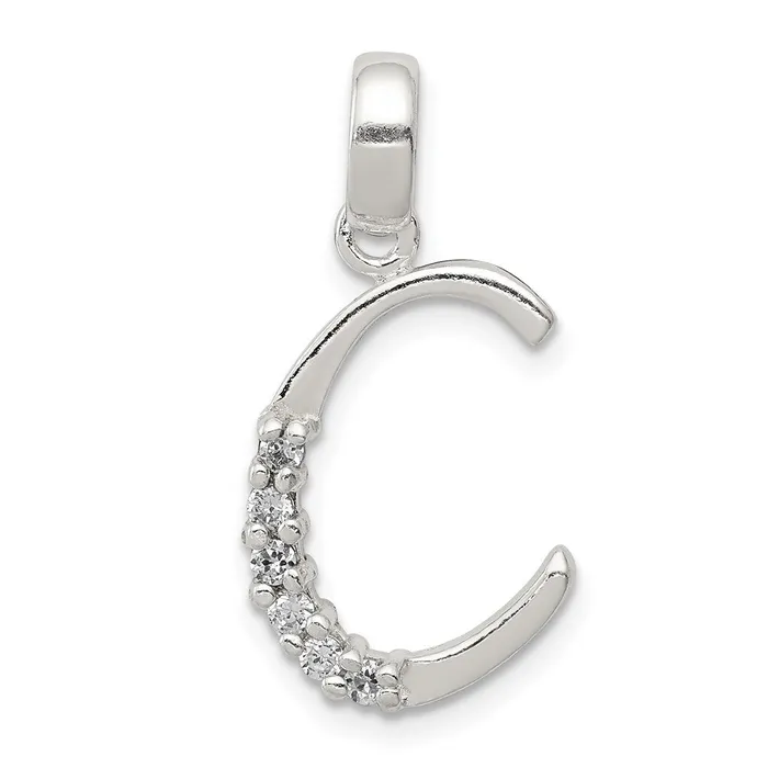 Sterling Silver CZ Letter C Initial Pendant TreasureFineJewelers Necklaces Sterling Silver CZ Letter C Initial Pendant TreasureFineJewelers Necklaces