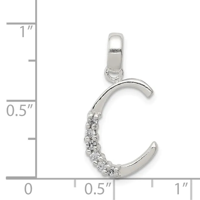 Sterling Silver CZ Letter C Initial Pendant TreasureFineJewelers Necklaces