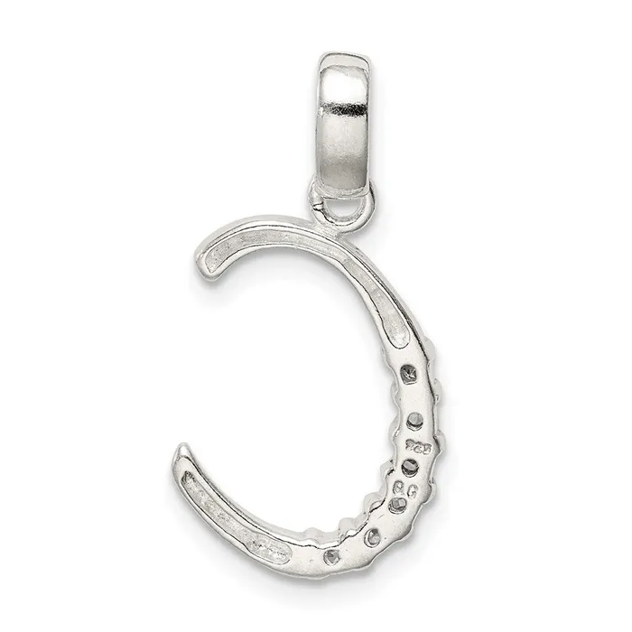Sterling Silver CZ Letter C Initial Pendant TreasureFineJewelers Necklaces