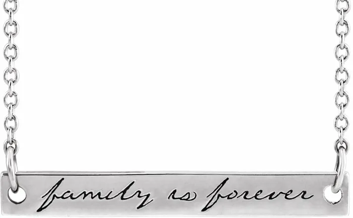 Sterling Silver Family is Forever Bar 16 Necklace TreasureFineJewelers Necklaces Sterling Silver Family is Forever Bar 16 Necklace TreasureFineJewelers Necklaces