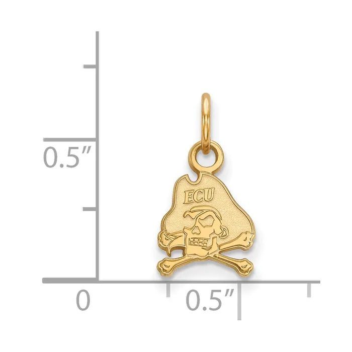 Sterling Silver Goldplated East Carolina University Pirate Extra Small Pendant TreasureFineJewelers Necklaces