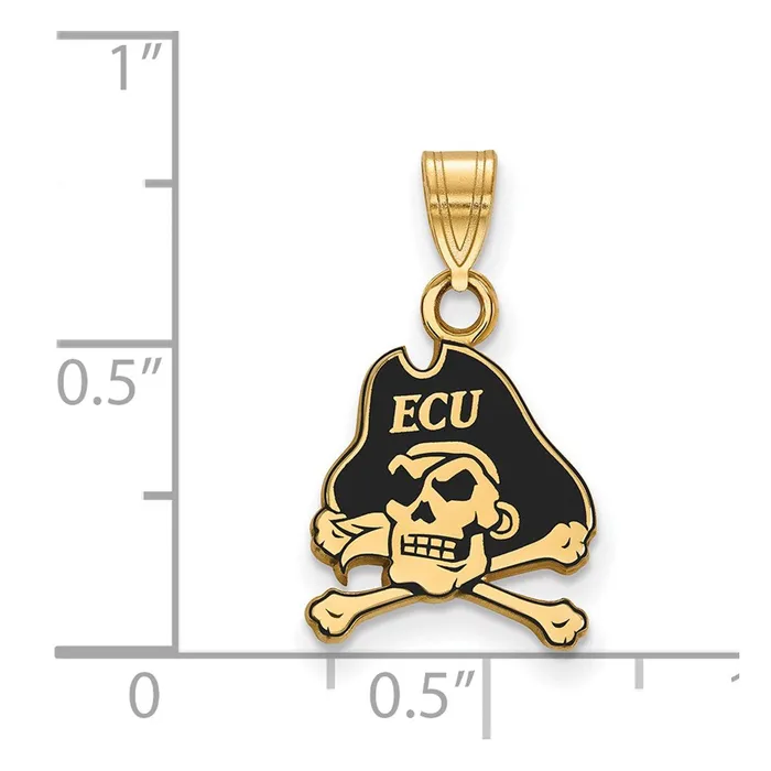 Sterling Silver Goldplated East Carolina University Pirate Small Enameled Pendant TreasureFineJewelers Necklaces