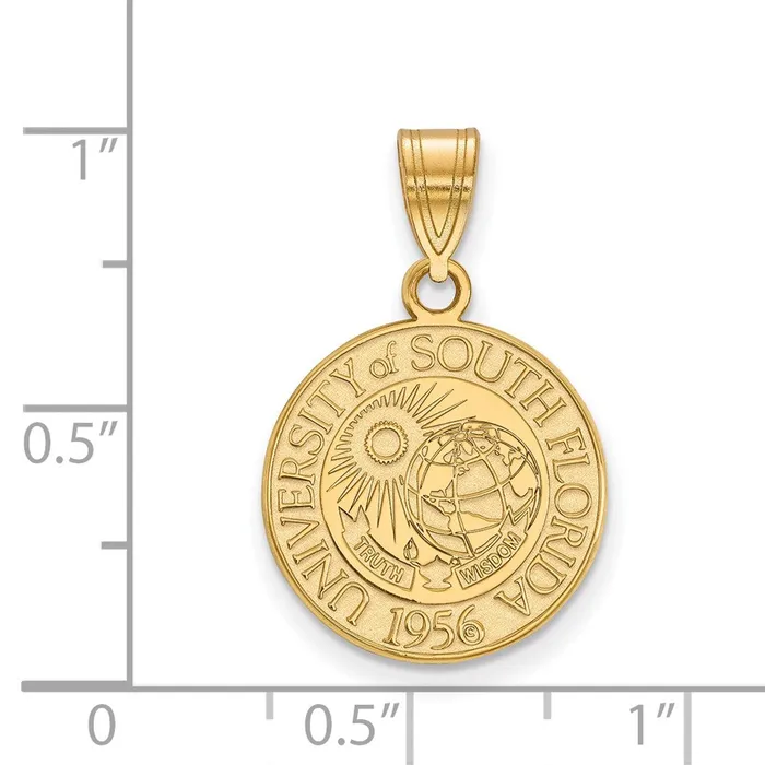 Sterling Silver Goldplated University of South Florida Medium Crest Pendant TreasureFineJewelers Necklaces