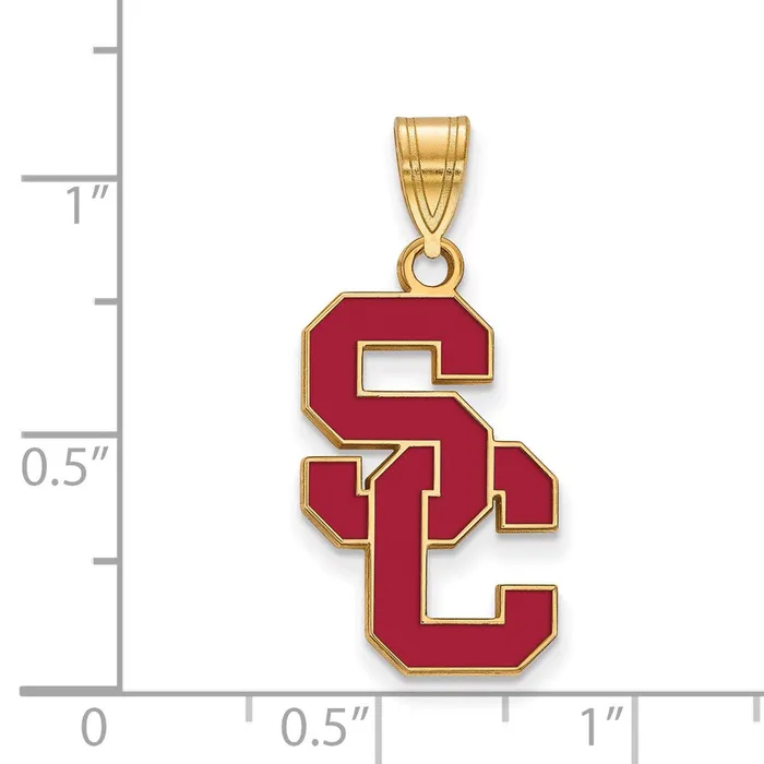 Sterling Silver Goldplated University of Southern California SC Large Enameled Pendant TreasureFineJewelers Necklaces