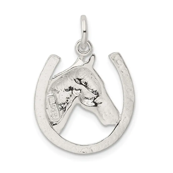 Sterling Silver Horseshoe with Horse Head Pendant TreasureFineJewelers Necklaces