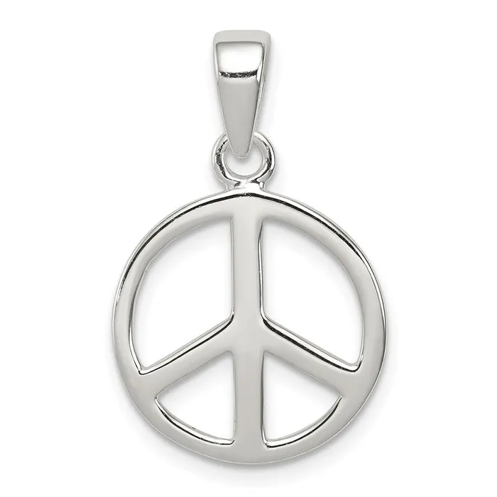 Sterling Silver Peace Sign Pendant TreasureFineJewelers Necklaces