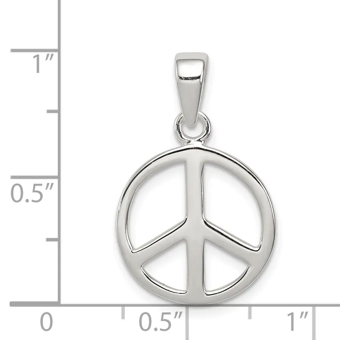 Sterling Silver Peace Sign Pendant TreasureFineJewelers Necklaces