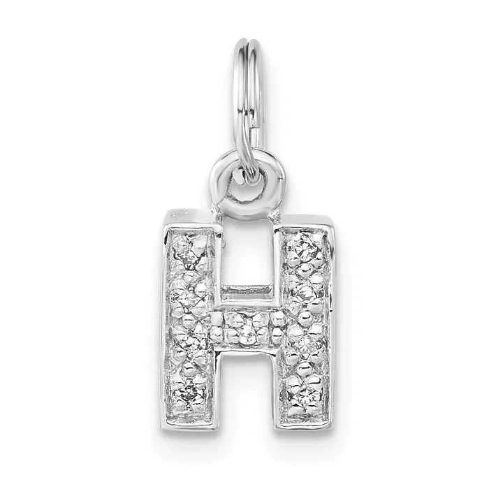 Sterling Silver Polished CZ Initial H Charm TreasureFineJewelers Necklaces Sterling Silver Polished CZ Initial H Charm TreasureFineJewelers Necklaces