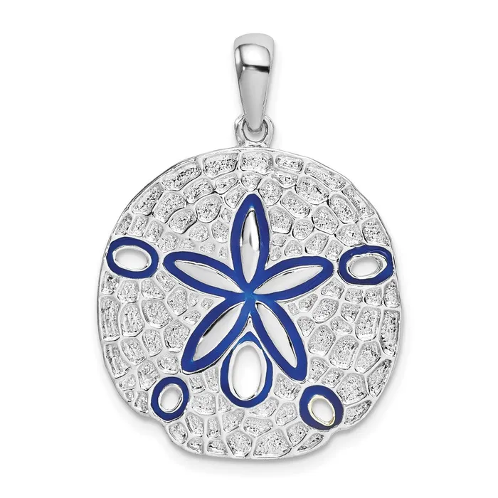 Sterling Silver Polished Enameled Sand Dollar Pendant TreasureFineJewelers Necklaces Sterling Silver Polished Enameled Sand Dollar Pendant TreasureFineJewelers Necklaces
