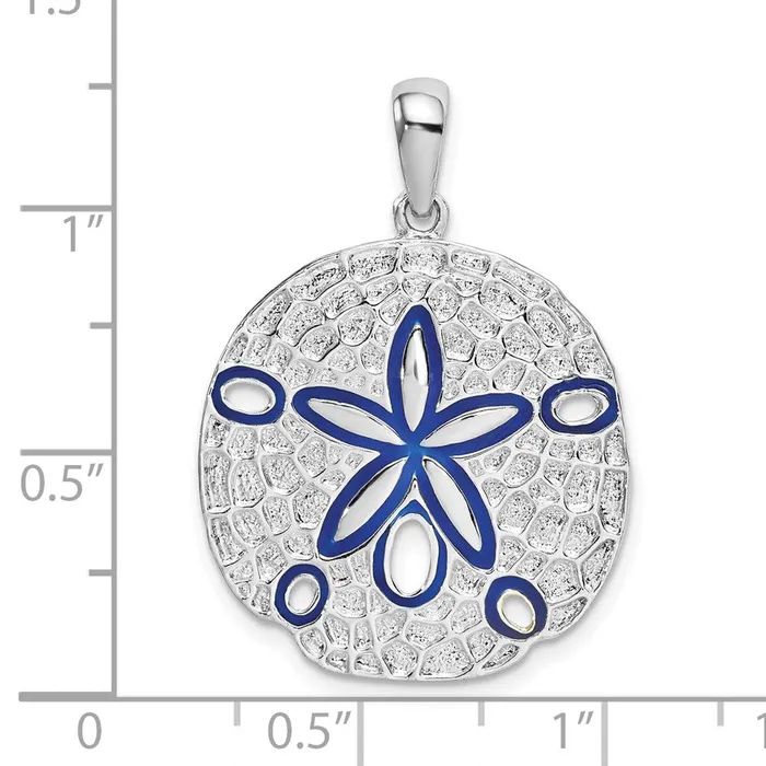 Sterling Silver Polished Enameled Sand Dollar Pendant TreasureFineJewelers Necklaces