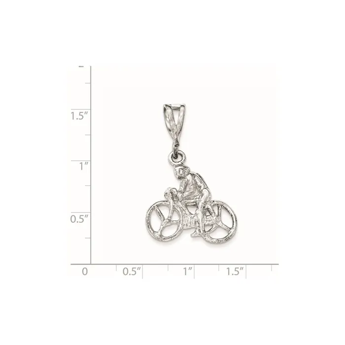 Sterling Silver Polished Figure on Bicycle Pendant TreasureFineJewelers Necklaces