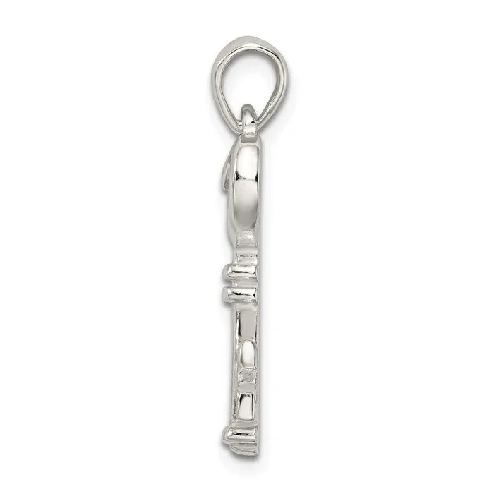Sterling Silver Polished Small Heart Key Pendant TreasureFineJewelers Necklaces