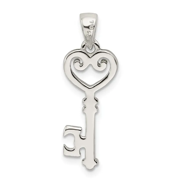 Sterling Silver Polished Small Heart Key Pendant TreasureFineJewelers Necklaces