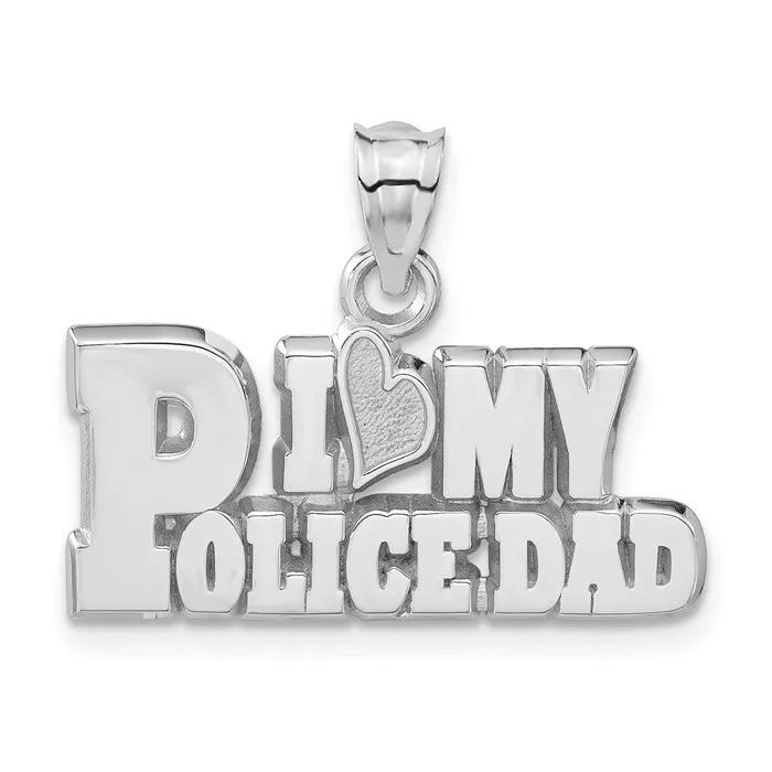 Sterling Silver Polished Textured I Heart My Police Dad Pendant TreasureFineJewelers Necklaces Sterling Silver Polished Textured I Heart My Police Dad Pendant TreasureFineJewelers Necklaces