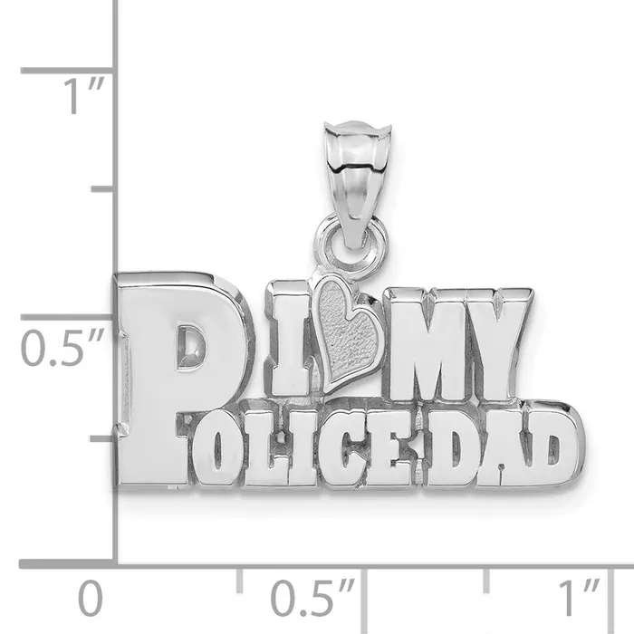 Sterling Silver Polished Textured I Heart My Police Dad Pendant TreasureFineJewelers Necklaces