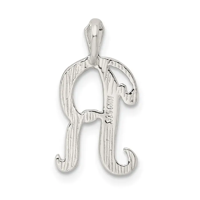 Sterling Silver Polished Textured Letter R Initial Chain Slide TreasureFineJewelers Necklaces