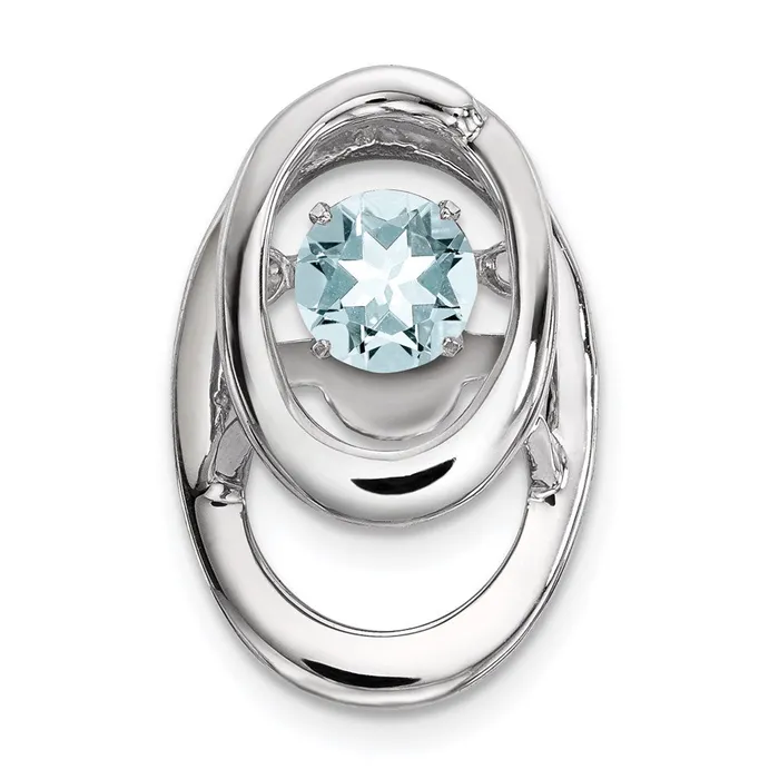 Sterling Silver Rhodium Aquamarine Birthstone Vibrant Chain Slide TreasureFineJewelers Necklaces Sterling Silver Rhodium Aquamarine Birthstone Vibrant Chain Slide TreasureFineJewelers Necklaces