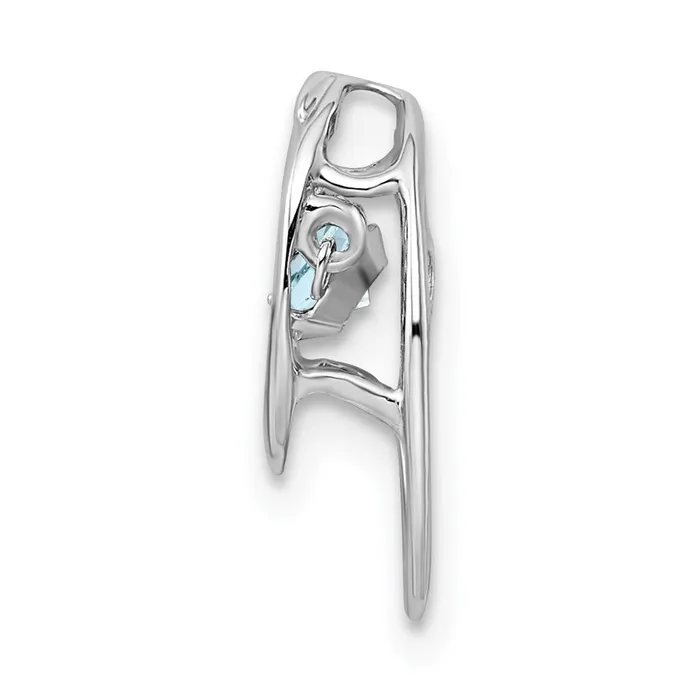Sterling Silver Rhodium Aquamarine Birthstone Vibrant Chain Slide TreasureFineJewelers Necklaces