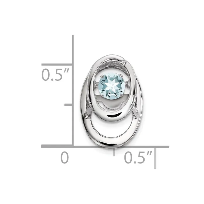 Sterling Silver Rhodium Aquamarine Birthstone Vibrant Chain Slide TreasureFineJewelers Necklaces