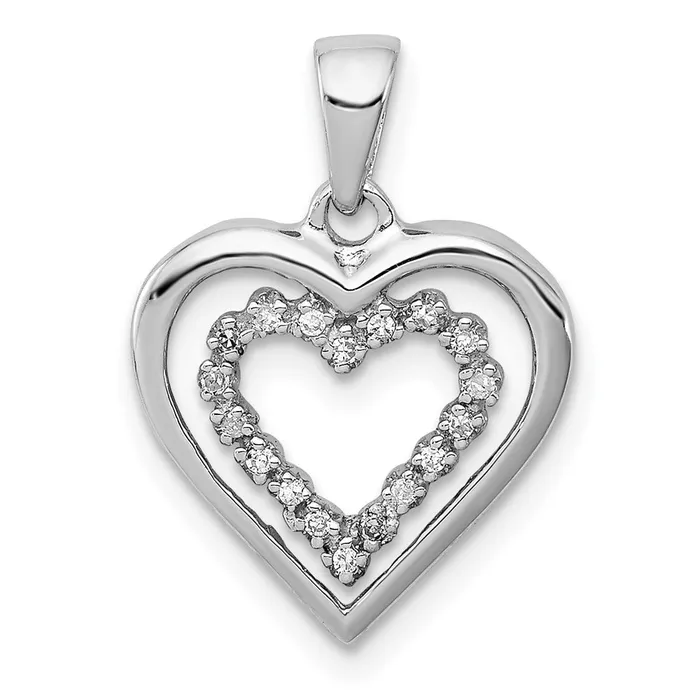 Sterling Silver Rhodium Diam Heart Pendant TreasureFineJewelers Necklaces Sterling Silver Rhodium Diam Heart Pendant TreasureFineJewelers Necklaces