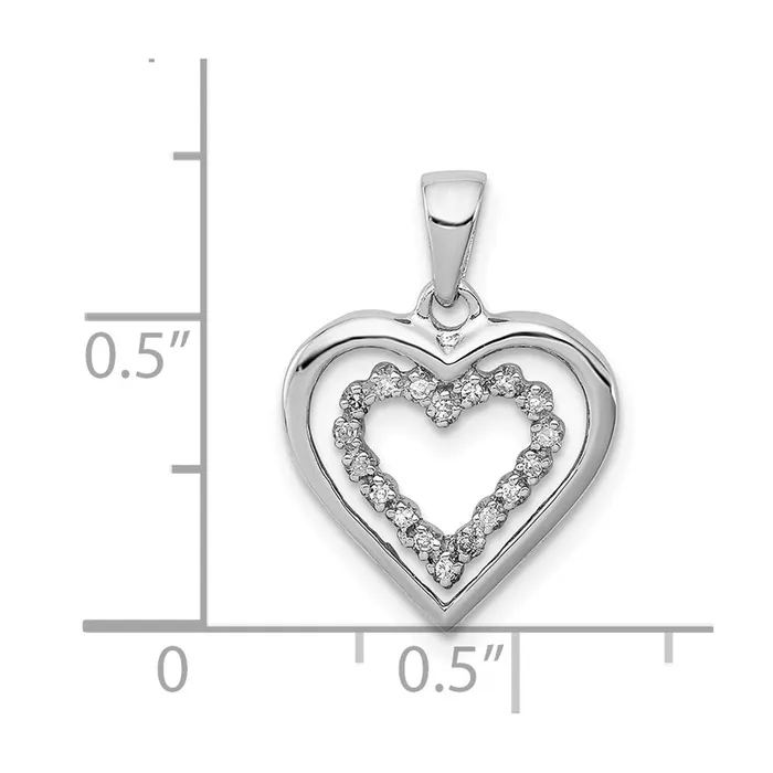 Sterling Silver Rhodium Diam Heart Pendant TreasureFineJewelers Necklaces