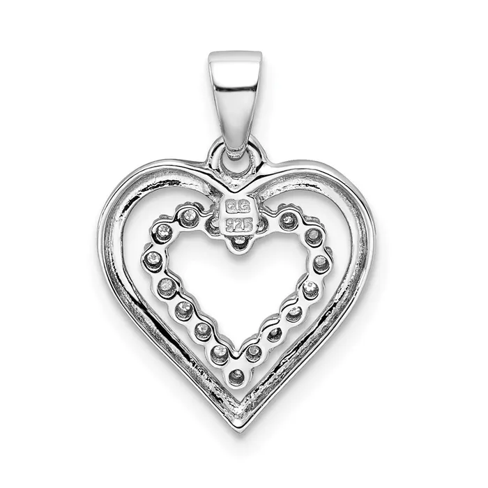 Sterling Silver Rhodium Diam Heart Pendant TreasureFineJewelers Necklaces