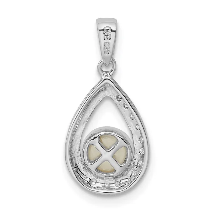Sterling Silver Rhodium FW Cultured Pearl Diamond Pendant TreasureFineJewelers Necklaces