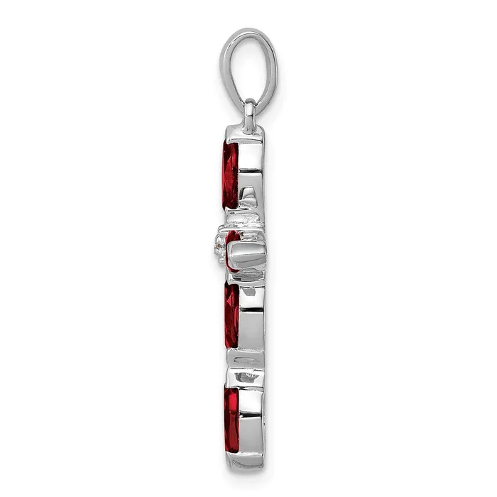 Sterling Silver Rhodium Garnet Diamond Cross Pendant TreasureFineJewelers Necklaces