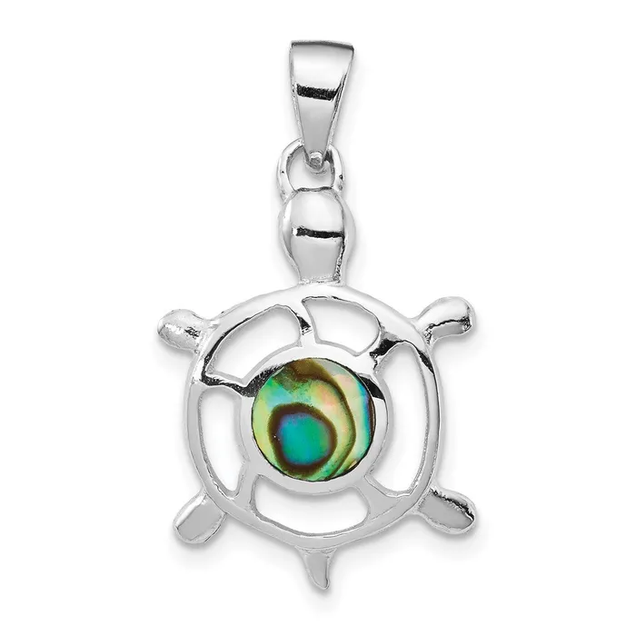 Sterling Silver Rhodiumplated Abalone Turtle Pendant TreasureFineJewelers Necklaces Sterling Silver Rhodiumplated Abalone Turtle Pendant TreasureFineJewelers Necklaces