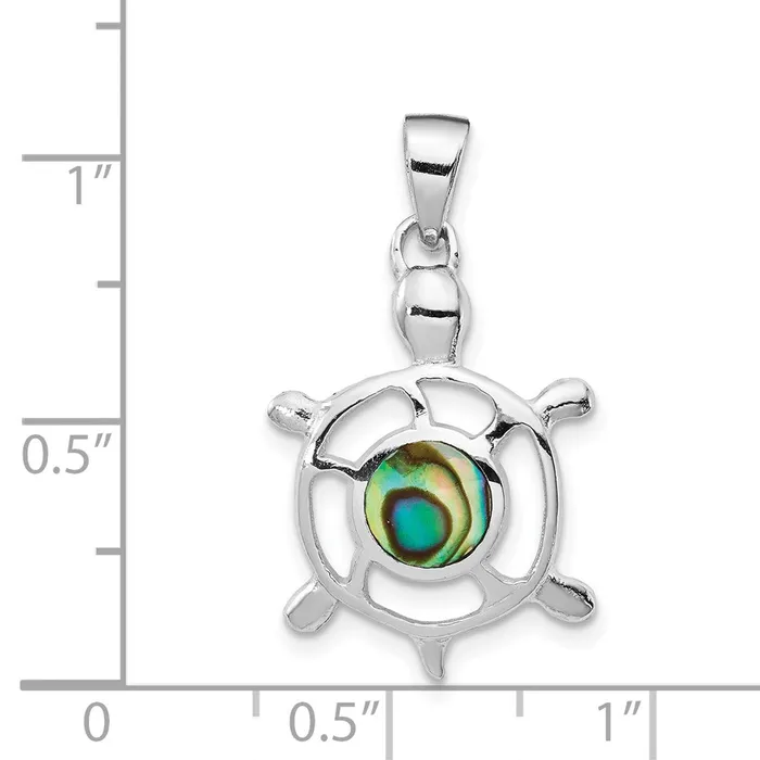 Sterling Silver Rhodiumplated Abalone Turtle Pendant TreasureFineJewelers Necklaces