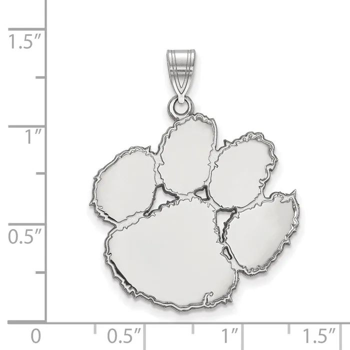 Sterling Silver Rhodiumplated Clemson University Tiger Paw Extra Large Pendant TreasureFineJewelers Necklaces