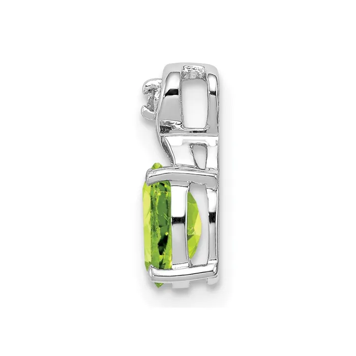 Sterling Silver Rhodium Plated Diamond and Peridot Oval Pendant TreasureFineJewelers Necklaces
