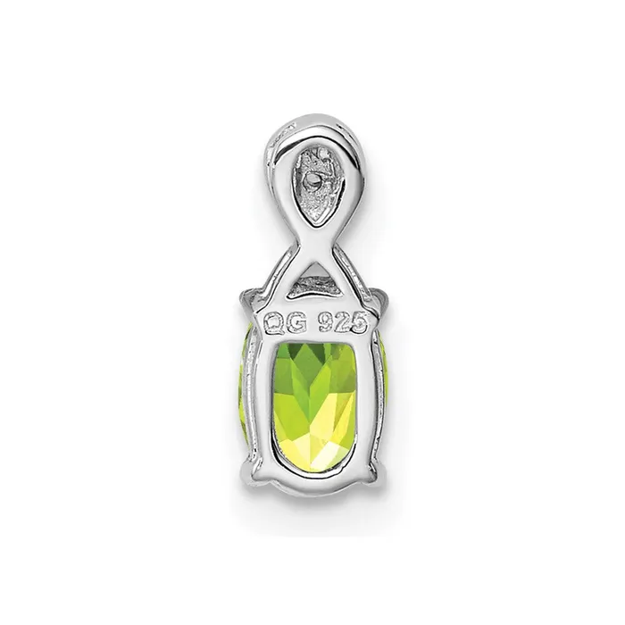 Sterling Silver Rhodium Plated Diamond and Peridot Oval Pendant TreasureFineJewelers Necklaces