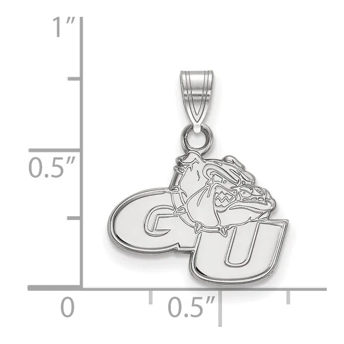 Sterling Silver Rhodiumplated Gonzaga University GU Bulldog Small Pendant TreasureFineJewelers Necklaces