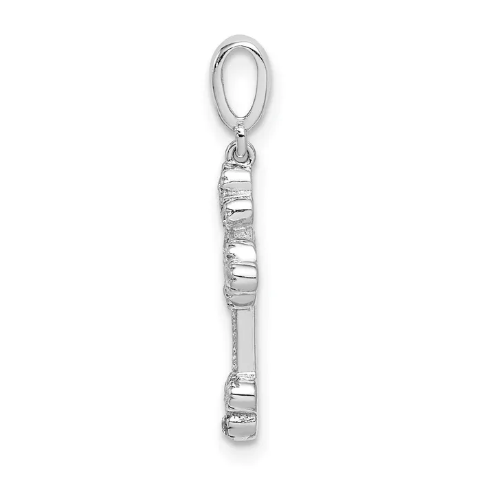 Sterling Silver Rhodiumplated Polished CZ Budded Cross Pendant TreasureFineJewelers Necklaces