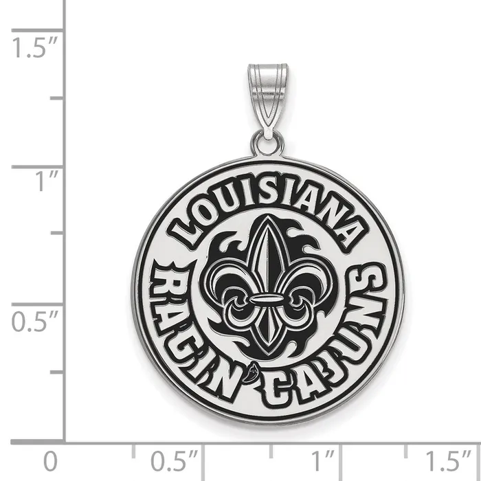 Sterling Silver Rhodiumplated University of Louisiana at Lafayette Extra Large Enameled Pendant TreasureFineJewelers Necklaces