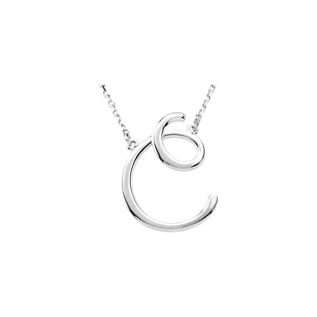 Sterling Silver Script Initial C 16 Necklace TreasureFineJewelers Necklaces Sterling Silver Script Initial C 16 Necklace TreasureFineJewelers Necklaces