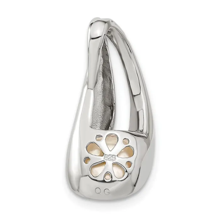 Sterling Silver wCZ 78mm FW Cultured Button Pearl Pendant TreasureFineJewelers Necklaces