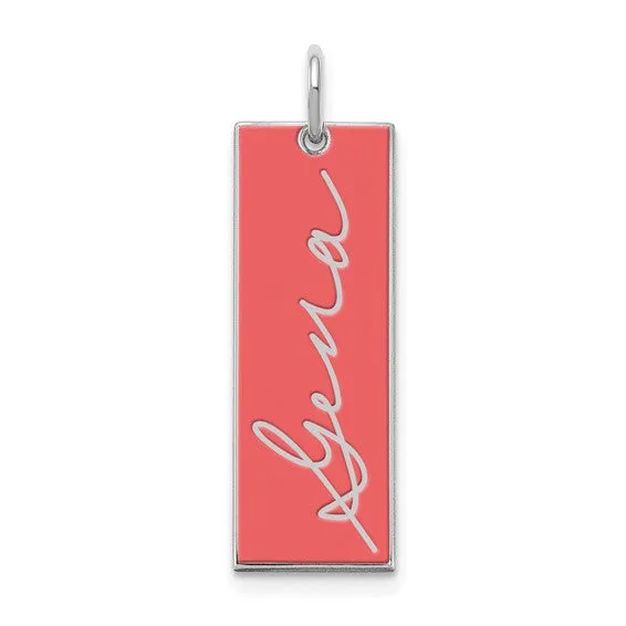 TreasureFineJeweler Necklaces Vertical Epoxy Personalized Signature Bar Charms