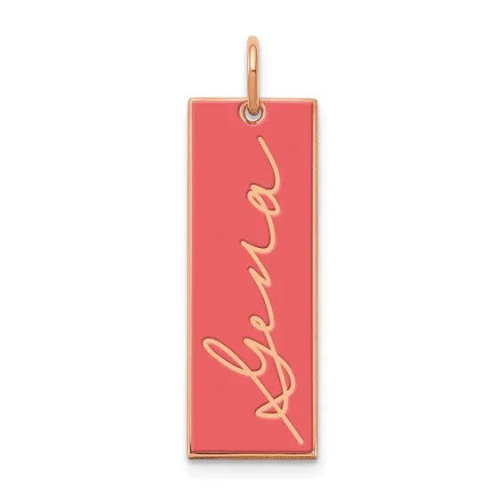 TreasureFineJeweler Necklaces Vertical Epoxy Personalized Signature Bar Charms