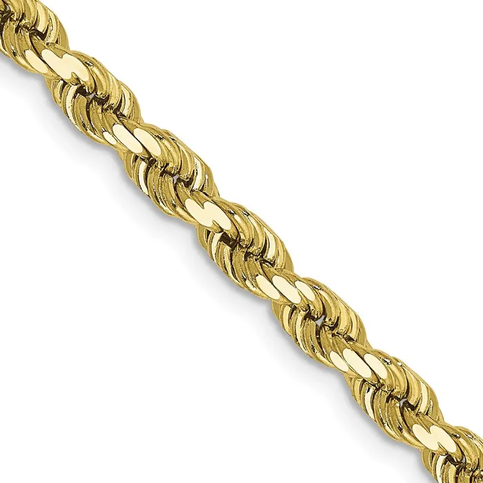 TreasureFineJewelers 10k 4mm Diamondcut Rope Chain Necklaces