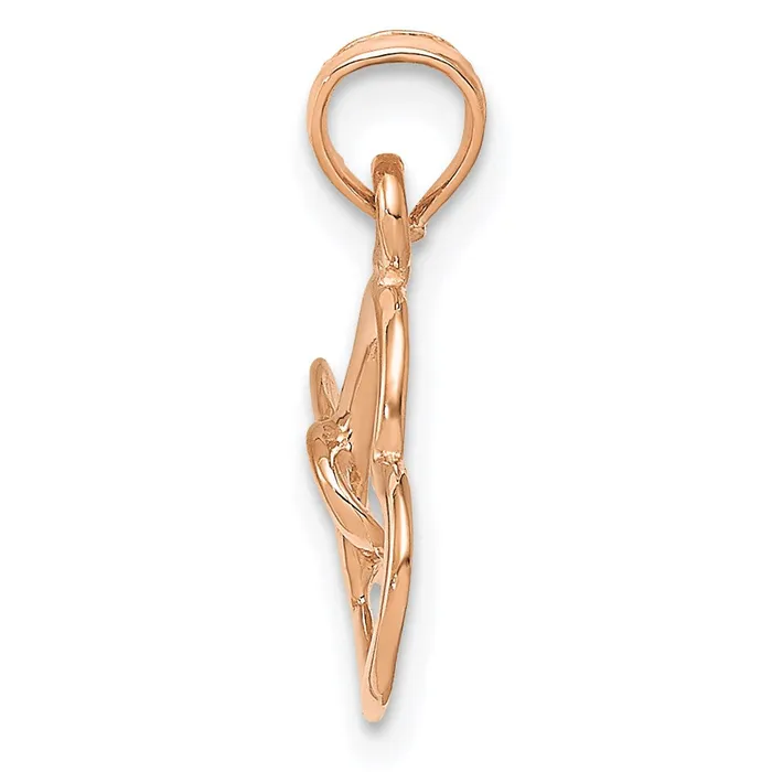 TreasureFineJewelers 10K Rose Gold Polished Intertwined Double Heart Pendant Necklaces