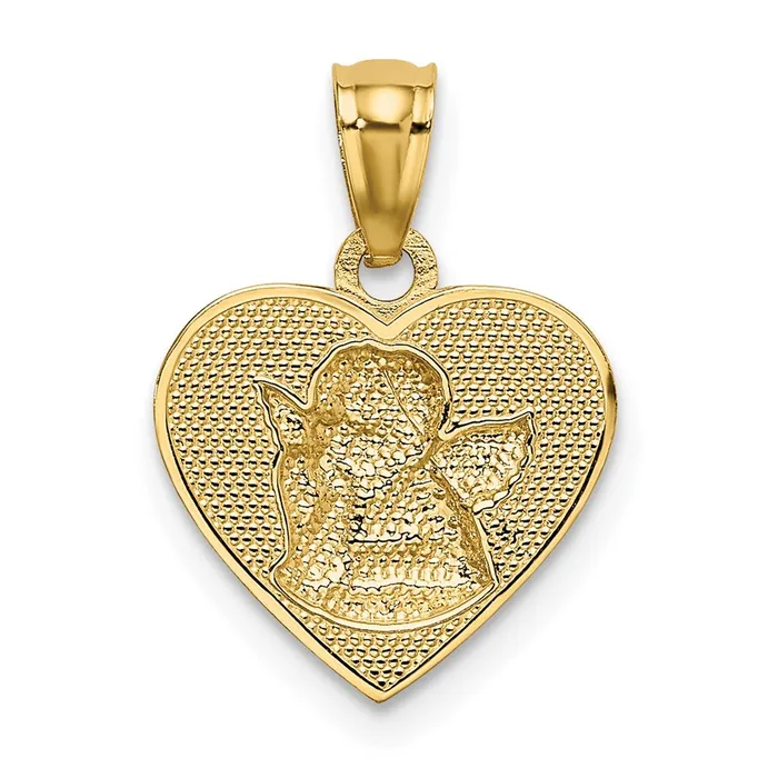TreasureFineJewelers 14k wRhodium Polished Guardian Angel in Heart Pendant Necklaces