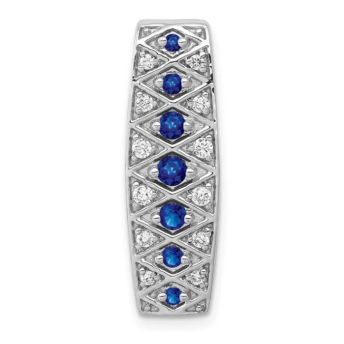 TreasureFineJewelers 14k White Gold 15ct Diamond and 31 Sapphire Fancy Chain Slide Necklaces TreasureFineJewelers 14k White Gold 15ct Diamond and 31 Sapphire Fancy Chain Slide Necklaces