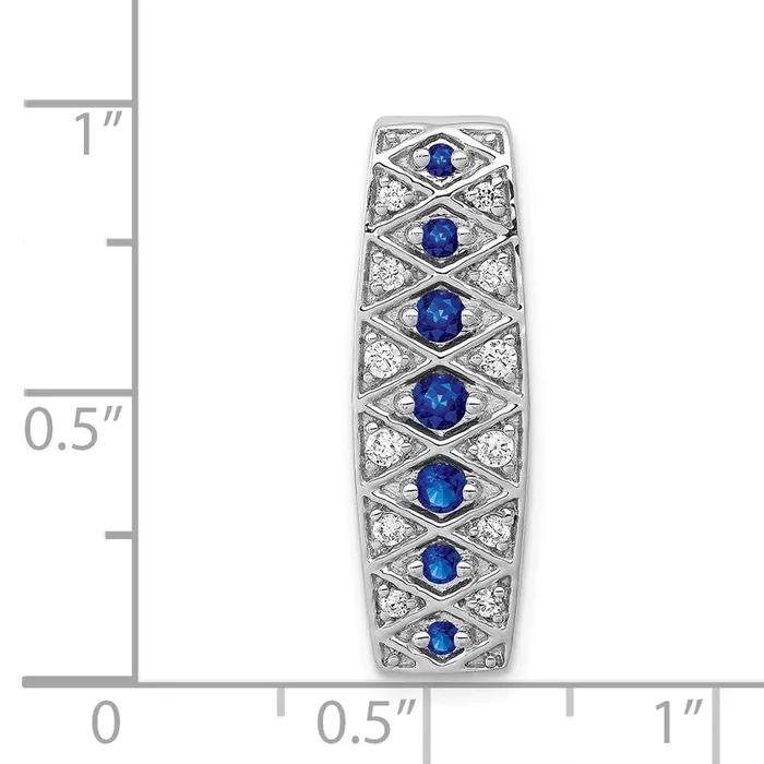 TreasureFineJewelers 14k White Gold 15ct Diamond and 31 Sapphire Fancy Chain Slide Necklaces