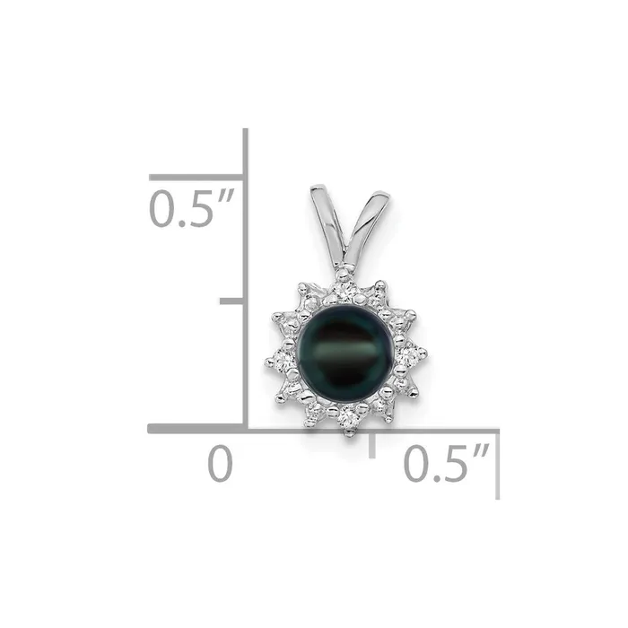 TreasureFineJewelers 14k White Gold 45mm Black FW Cultured Pearl AAA Diamond pendant Necklaces