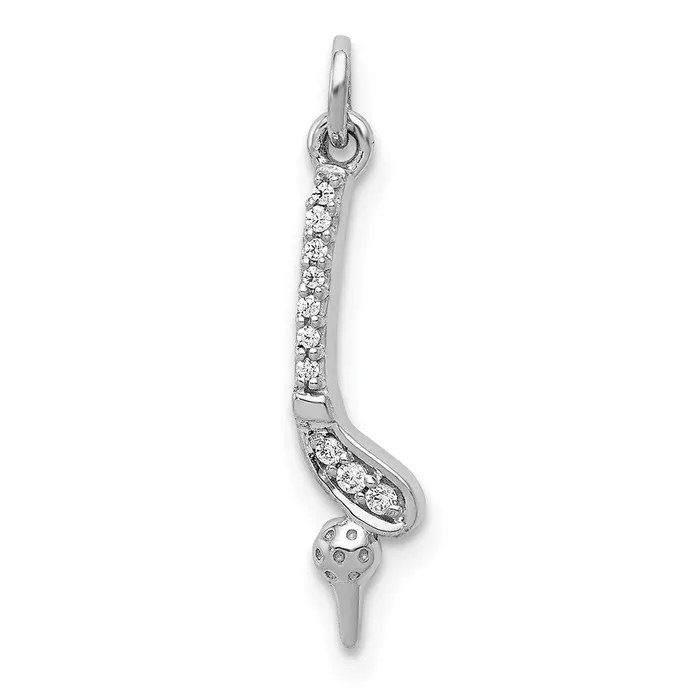 TreasureFineJewelers 14k White Gold Diamond Golf Club and Ball Pendant Necklaces TreasureFineJewelers 14k White Gold Diamond Golf Club and Ball Pendant Necklaces