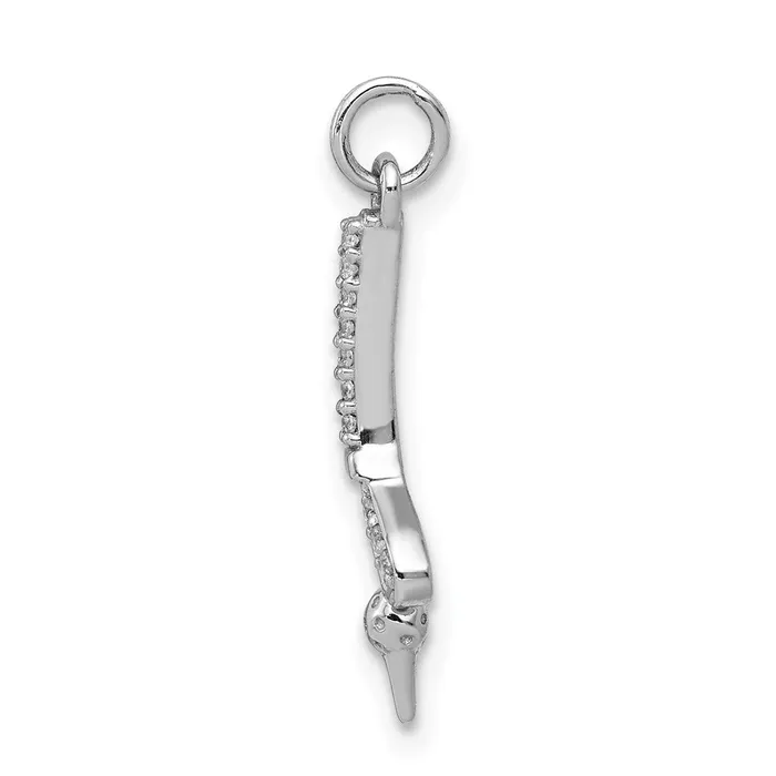 TreasureFineJewelers 14k White Gold Diamond Golf Club and Ball Pendant Necklaces