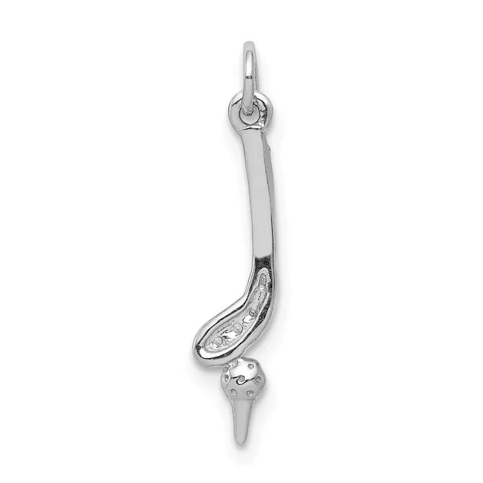 TreasureFineJewelers 14k White Gold Diamond Golf Club and Ball Pendant Necklaces